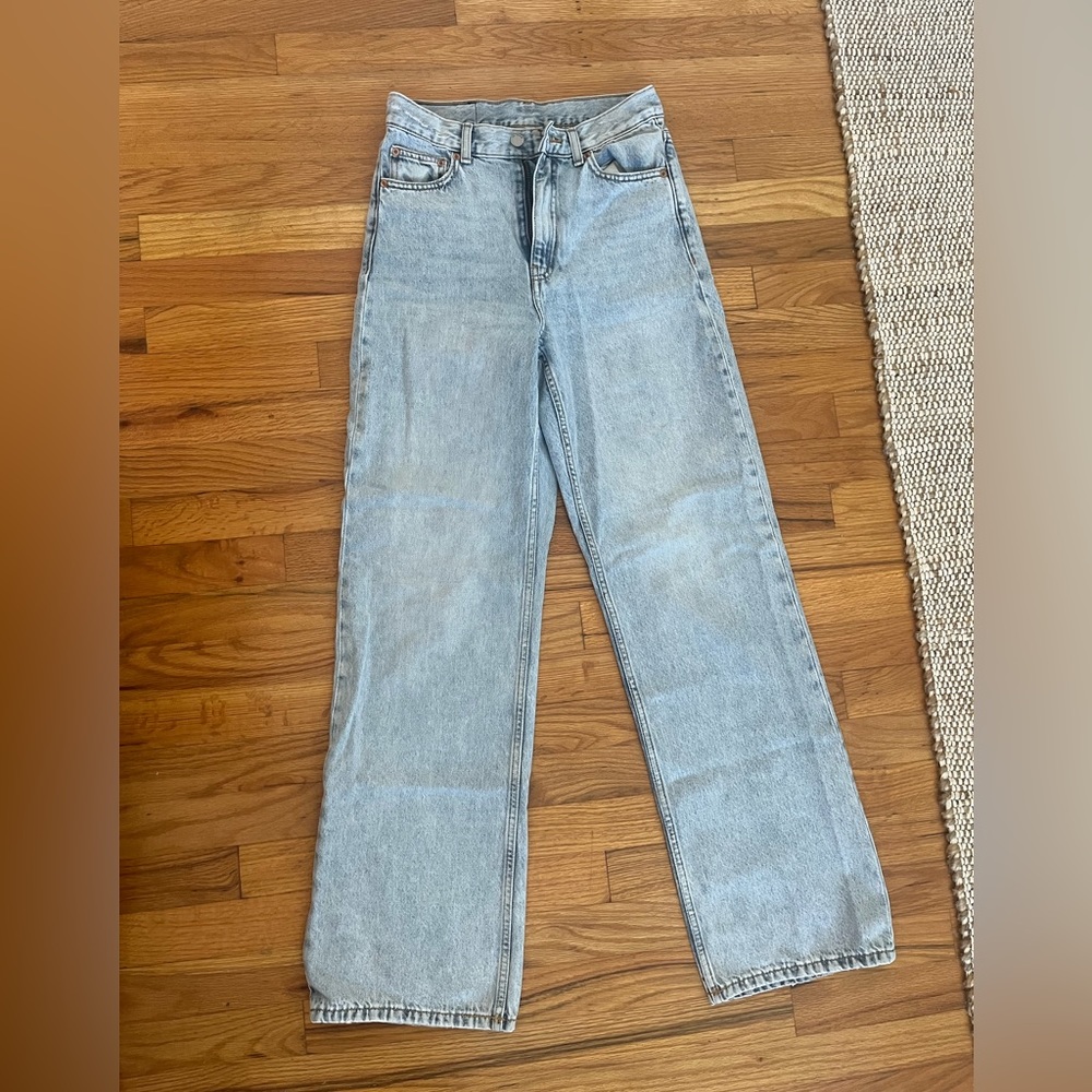 Dr Denim Echo Wide Leg Jean in Bleached Sky- Size 28 (runs small)
